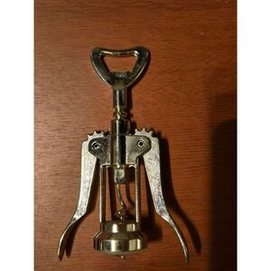 Vintage Ekco Wing Corkscrew Wine Bottle Opener Chrome Silver Integrated Opener